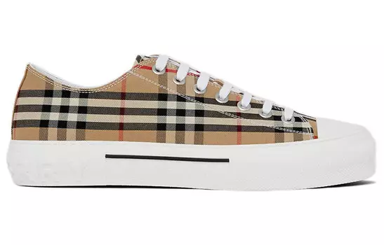 Кроссовки винтажные Burberry в клетку, бежевый / белый