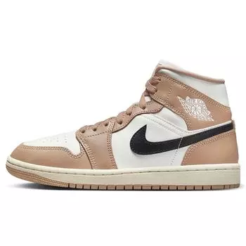 Кроссовки WMNS AIR JORDAN 1 MID Jordan, цвет Beige/Schwarz/Wstengelb