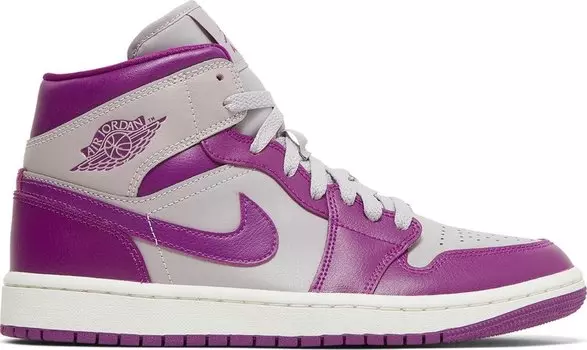 Кроссовки Wmns Air Jordan 1 Mid Magenta, пурпурный/светло-серый/белый