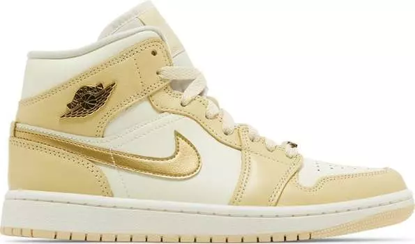 Кроссовки Wmns Air Jordan 1 Mid 'Pale Vanilla Gold', кремовый