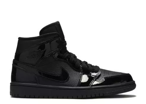 Кроссовки WMNS AIR JORDAN 1 MID PATENT 'TRIPLE BLACK', черный