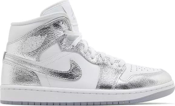 Кроссовки Wmns Air Jordan 1 Mid SE 'Metallic Silver', серебряный
