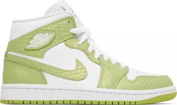 Кроссовки Wmns Air Jordan 1 Mid SE Green Python, белый