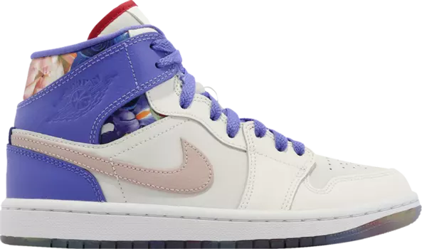 Кроссовки Wmns Air Jordan 1 Mid SE Valentines Day Bouquet, белый