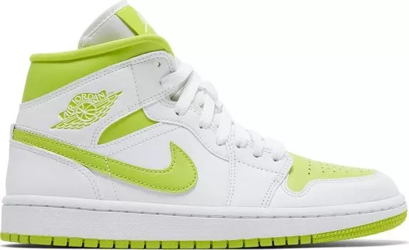 Кроссовки Wmns Air Jordan 1 Mid White Lime, белый