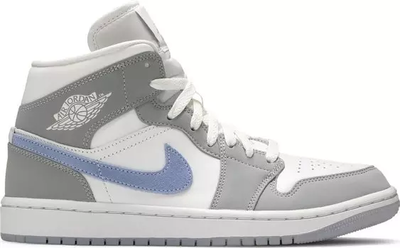 Кроссовки Wmns Air Jordan 1 Mid Wolf Grey Aluminum, серый