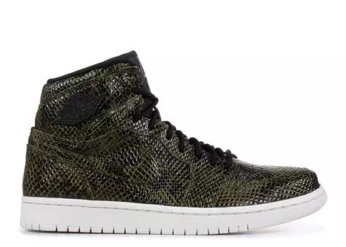 Кроссовки WMNS AIR JORDAN 1 RETRO HIGH PREMIUM 'SNAKESKIN', оливковый