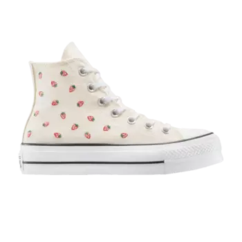 Кроссовки Wmns Chuck Taylor All Star Lift Platform High 'Embroidered Strawberries', кремовый