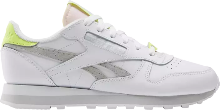 Кроссовки Wmns Classic Leather 'White Acid Yellow', белый