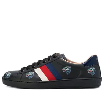 Кроссовки wolf pattern casual skate shoes 'black' Gucci, черный