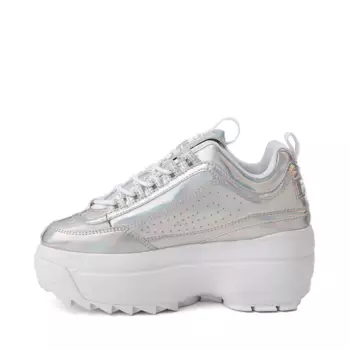Кроссовки Womens Fila Disruptor Festival Platform Wedge Athletic Shoe, серебряный