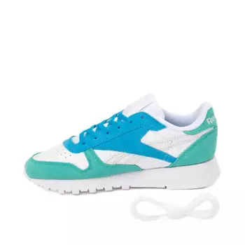 Кроссовки Womens Reebok Classic Leather Athletic Shoe, цвет White/Unleashed Green