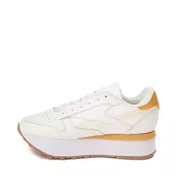 Кроссовки Womens Reebok Classic Leather Triple Lift Athletic Shoe, белый/золотой