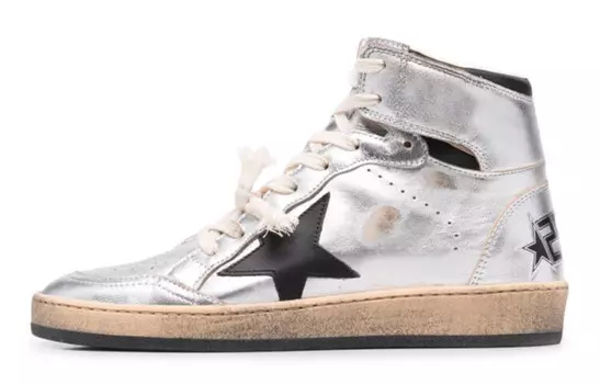 Кроссовки высокие Golden Goose Sky-Star женские, серебристый