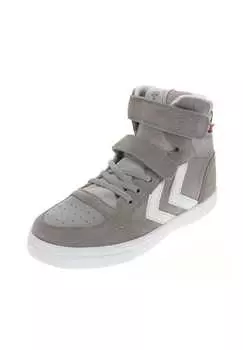 Кроссовки высокие тонкие stadil кожаные высокие jr Hummel, цвет 1100 alloy