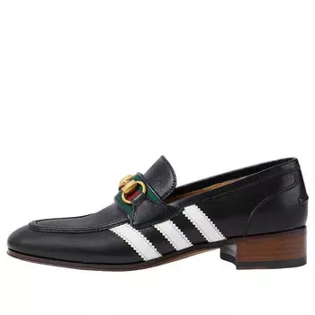 Кроссовки x adidas loafer 'black leather' Gucci, черный