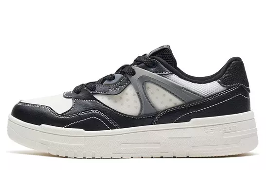 Кроссовки XTEP Alfalfa White Skateboarding Shoes Women's Low-top Black/sail White/smoky Grey, черный/белый