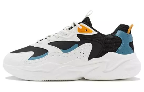 Кроссовки XTEP Chunky Sneakers Men Low-top Black/sail White/peacock Blue, черный/белый/синий