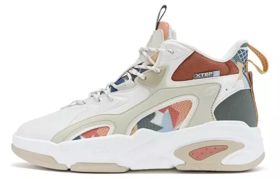 Кроссовки XTEP Lifestyle Shoes Men High-top Sail White/tea White/fir Green, белый/зеленый