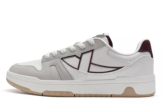 Кроссовки XTEP MAXX LITE Skateboarding Shoes Men Low-top Sail White / Dove Grey / Team Red, серый/красный