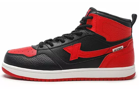 Кроссовки XTEP Skateboarding Shoes Men High-top Black/Beyond Red, черный/красный