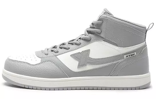 Кроссовки XTEP Skateboarding Shoes Men High-top Aoki Gray / Sail White, белый