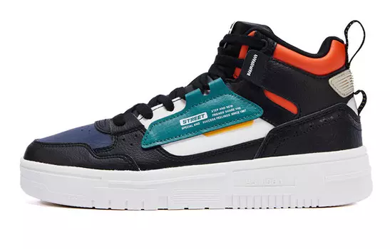 Кроссовки XTEP Skateboarding Shoes Men High-top Black/sail White/velvet Pine, черный/белый