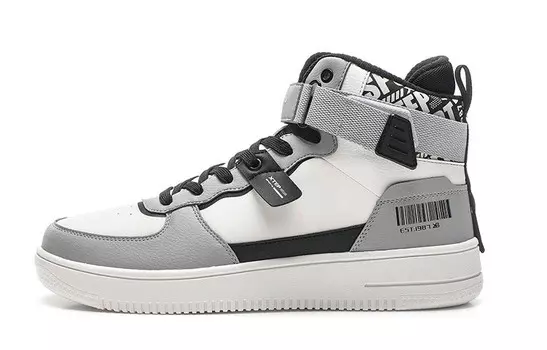 Кроссовки XTEP Skateboarding Shoes Men High-top Sail White/icy Gray/black, белый