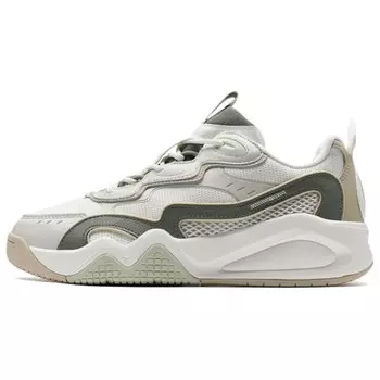 Кроссовки XTEP Skateboarding Shoes Men Low-top Sail White/Light Hemp Gray/Cold Cedar Green, белый/зеленый