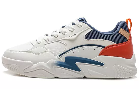 Кроссовки XTEP Skateboarding Shoes Men Low-top Sail White/gray Blue/soapberry Color, белый/голубой