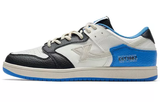 Кроссовки XTEP Skateboarding Shoes Men Low-top Sail White/black/Beijing Blue, белый/черный/синий