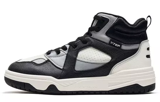 Кроссовки XTEP Skateboarding Shoes Women's High-top Black/sail White/plain Gray, черный/белый