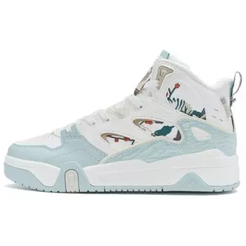 Кроссовки XTEP Skateboarding Shoes Women's High-top White/Blue, белый/синий