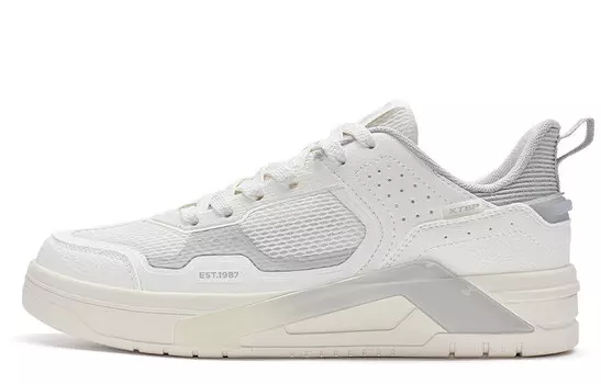 Кроссовки XTEP Skateboarding Shoes Women's Low-top Sail White/Phantom Gray/Moon Lime, серый/белый