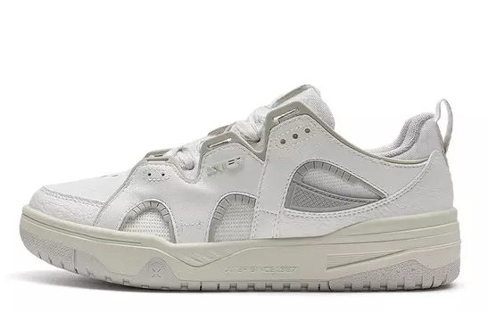 Кроссовки XTEP Skateboarding Shoes Women's Low-top Sail White/pigeon Gray, белый/серый