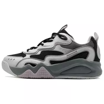 Кроссовки XTEP Skateboarding Shoes Women's Low-top Phantom Gray/Black/Smoke Gray, черный