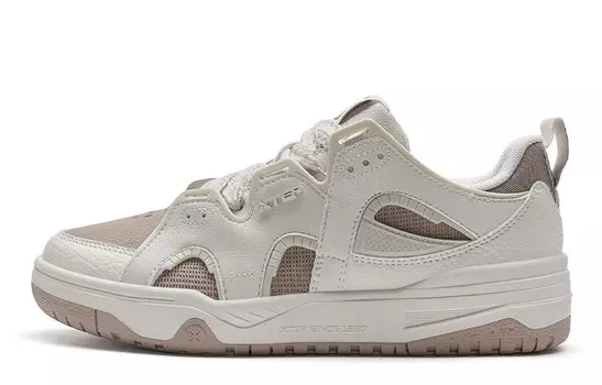 Кроссовки XTEP Skateboarding Shoes Women's Low-top White Sand Ash / Gallnut, белый/серый