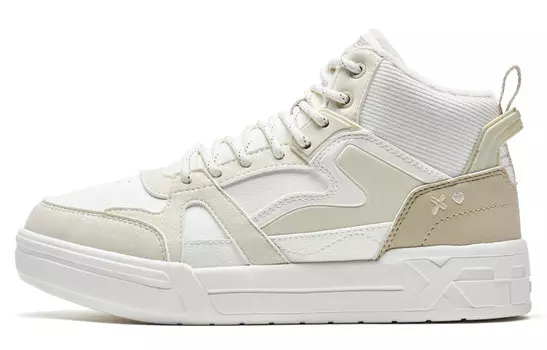 Кроссовки XTEP Skateboarding Shoes Women's Mid-top Tea Brown, белый