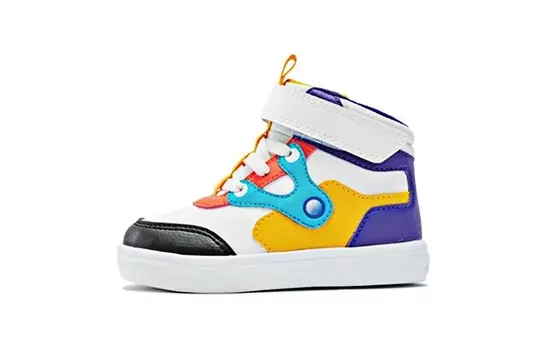 Кроссовки XTEP Toddler Shoes TD High-top White, Purple And Yellow, белый/фиолетовый/желтый
