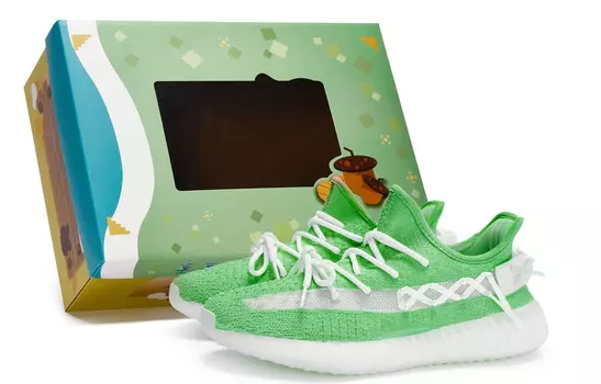 Кроссовки Yeezy Boost 350 V2 Lifestyle унисекс с низким верхом белого/зеленого цвета Adidas Originals