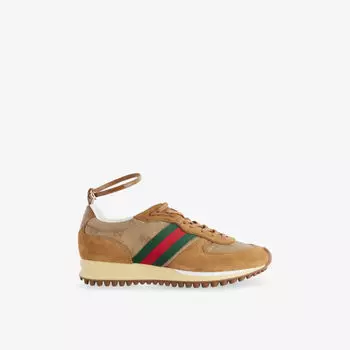 Кроссовки замшевые Gucci Nora Remotion GG, бежевый