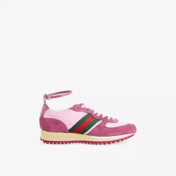 Кроссовки замшевые Gucci Nora Remotion GG, розовый
