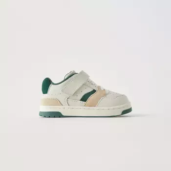 Кроссовки Zara Leather Retro Unisex, белый/зеленый
