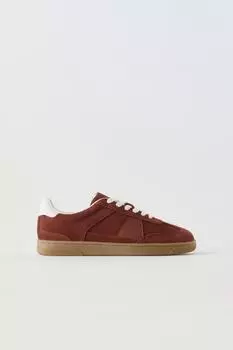 Кроссовки Zara Split Suede, темно-бордовый