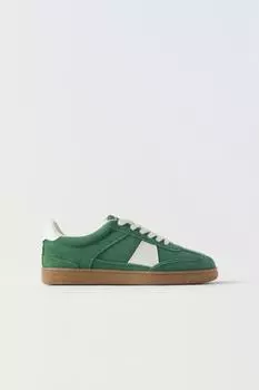 Кроссовки Zara Split Suede, зеленый