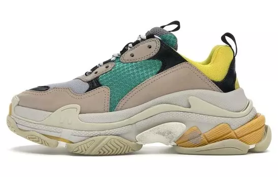 Кроссовки женские Balenciaga Triple S Curry, желтый / зеленый