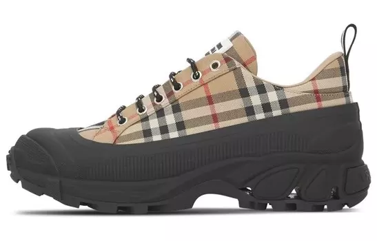 Кроссовки женские Burberry на платформе в клетку, черно-бежевый