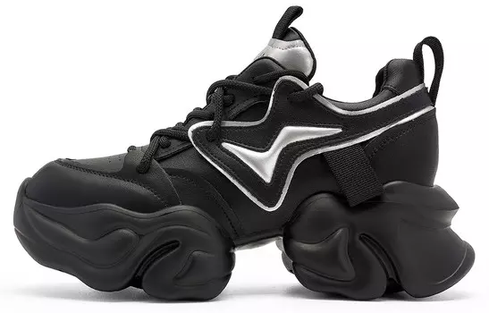 Кроссовки женские Chunky High-Top черный/серебряный Eblan