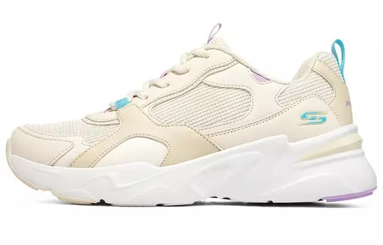 Кроссовки женские Chunky Low-top светло-желтые/белые/синие/фиолетовые Skechers