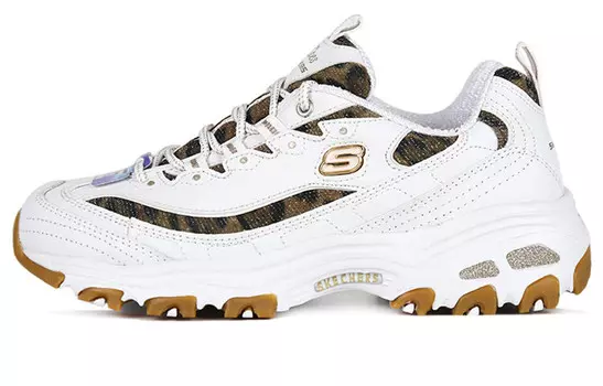Кроссовки женские Chunky Mid Top белого цвета/с леопардовым принтом Skechers